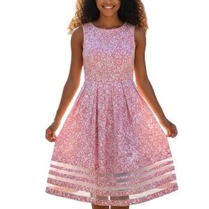 eShakti  Chic Pink Lace Midi Dress. Sz 6